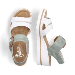 Rieker Women'S Wedge Sandals Mint Green-Lily White