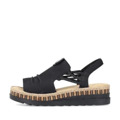 Rieker Women'S Wedge Sandals Midnight Black