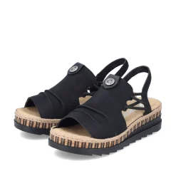 Rieker Women'S Wedge Sandals Midnight Black