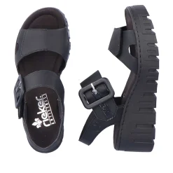 Rieker Women'S Wedge Sandals Jet Black