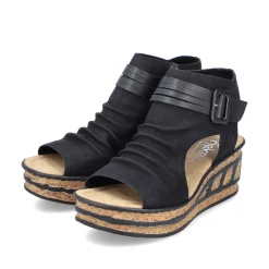 Rieker Women'S Wedge Sandals Night Black