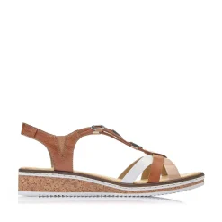 Rieker Women'S Wedge Sandals Chestnut Brown