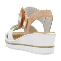Rieker Women'S Wedge Sandals Snow White Peach