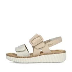 Rieker Women'S Wedge Sandals Light Beige