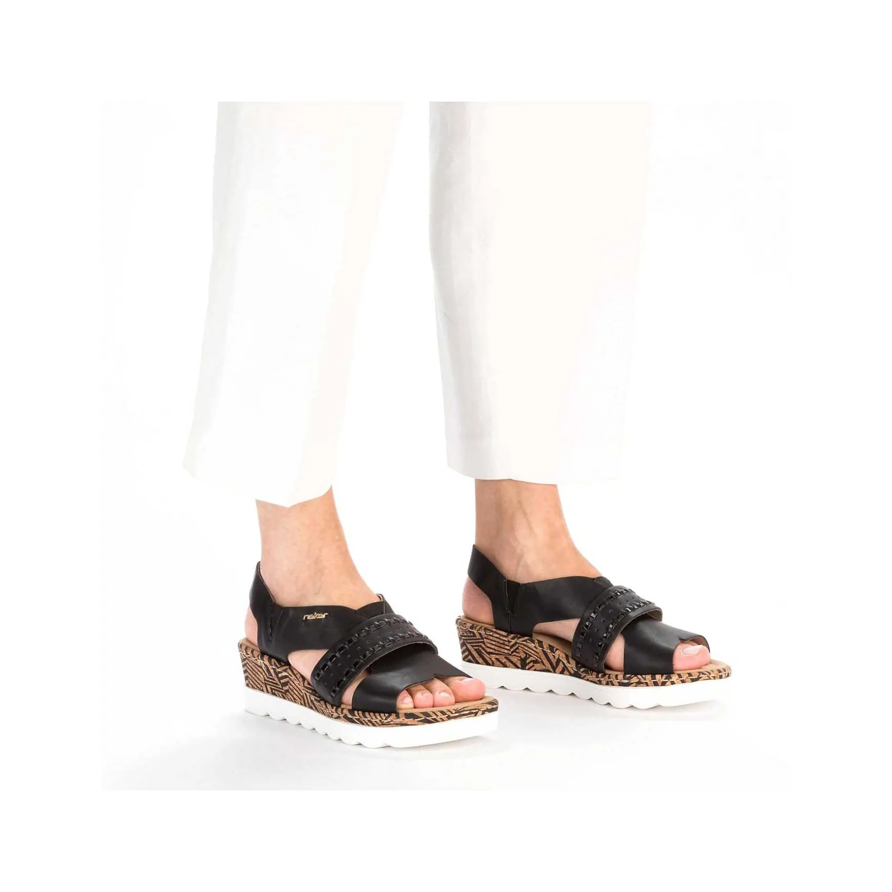 Rieker Women'S Wedge Sandals Night Black