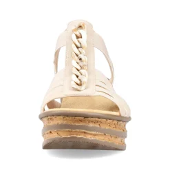 Rieker Women'S Wedge Sandals Cream Beige